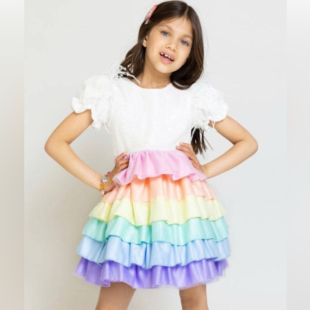 Lola + The Boys Rainbow Layered Dress
